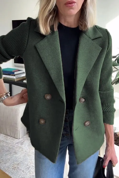 Sadie - Double-Breasted Knit Sleeve Blazer