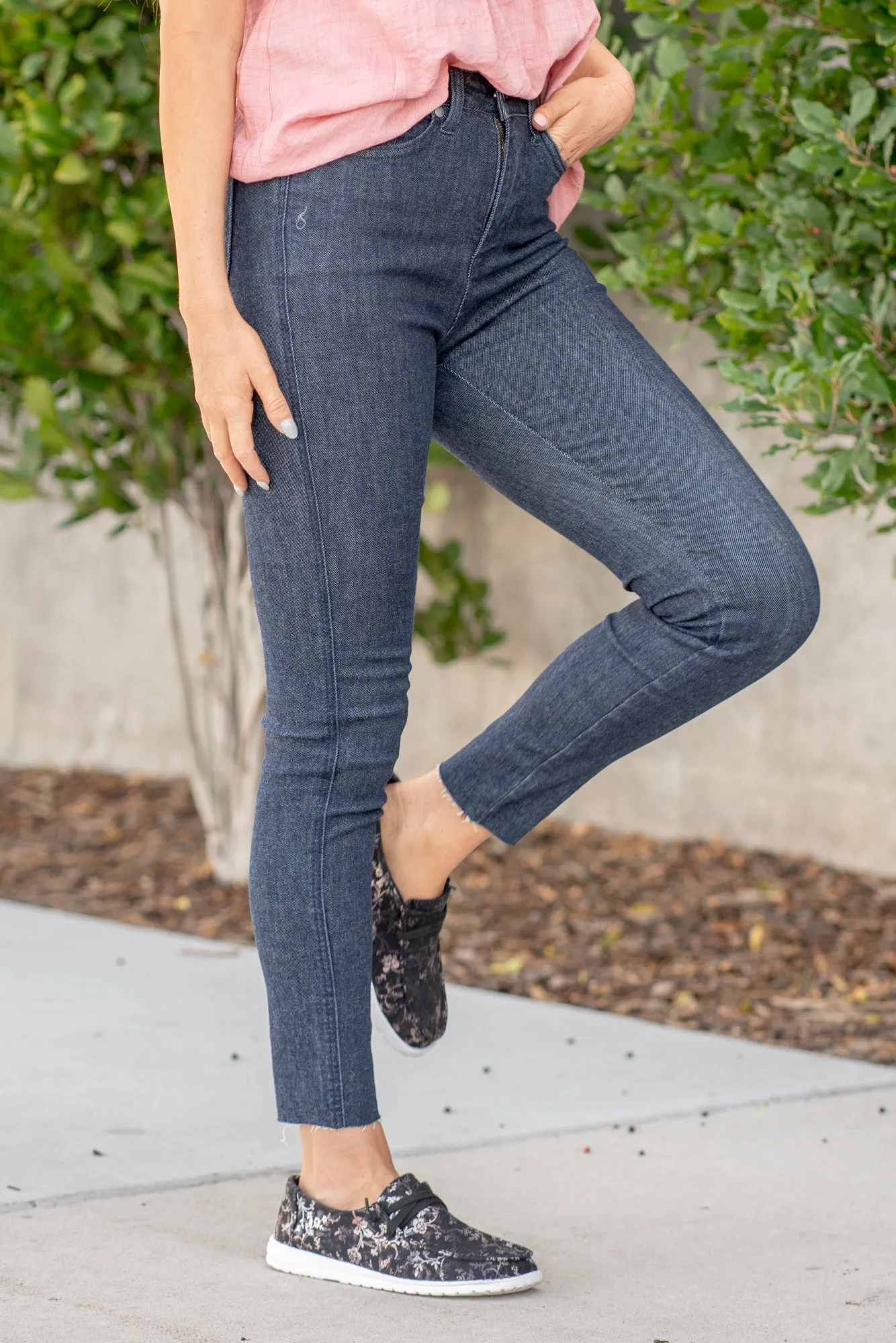 Savannah High Rise Tummy Control Top Cut Hem Skinny Regular & Plus Sizes
