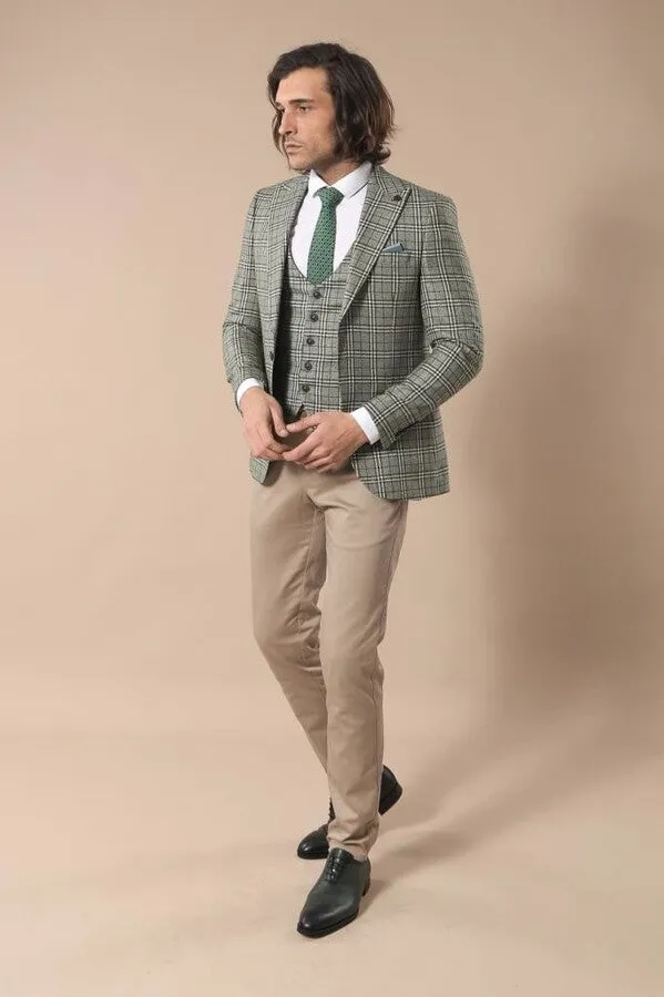 Set of Plaid Blazer and Vest - Wessi