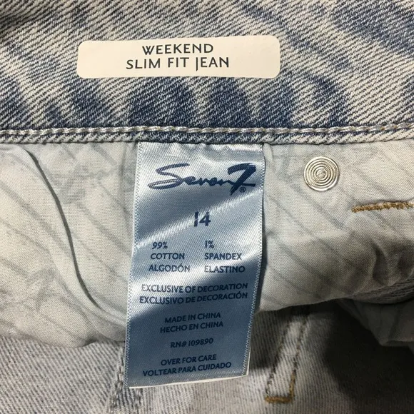 Seven7 Jeans Tummy Less High Rise Skinny Jean, Women's Size 14 - Blue