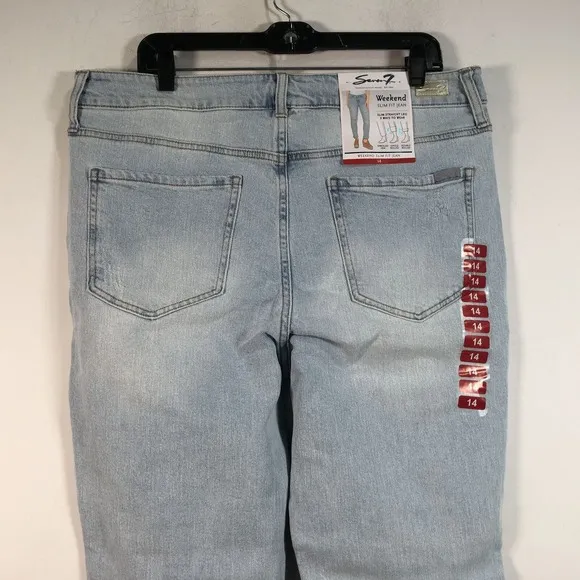 Seven7 Jeans Tummy Less High Rise Skinny Jean, Women's Size 14 - Blue