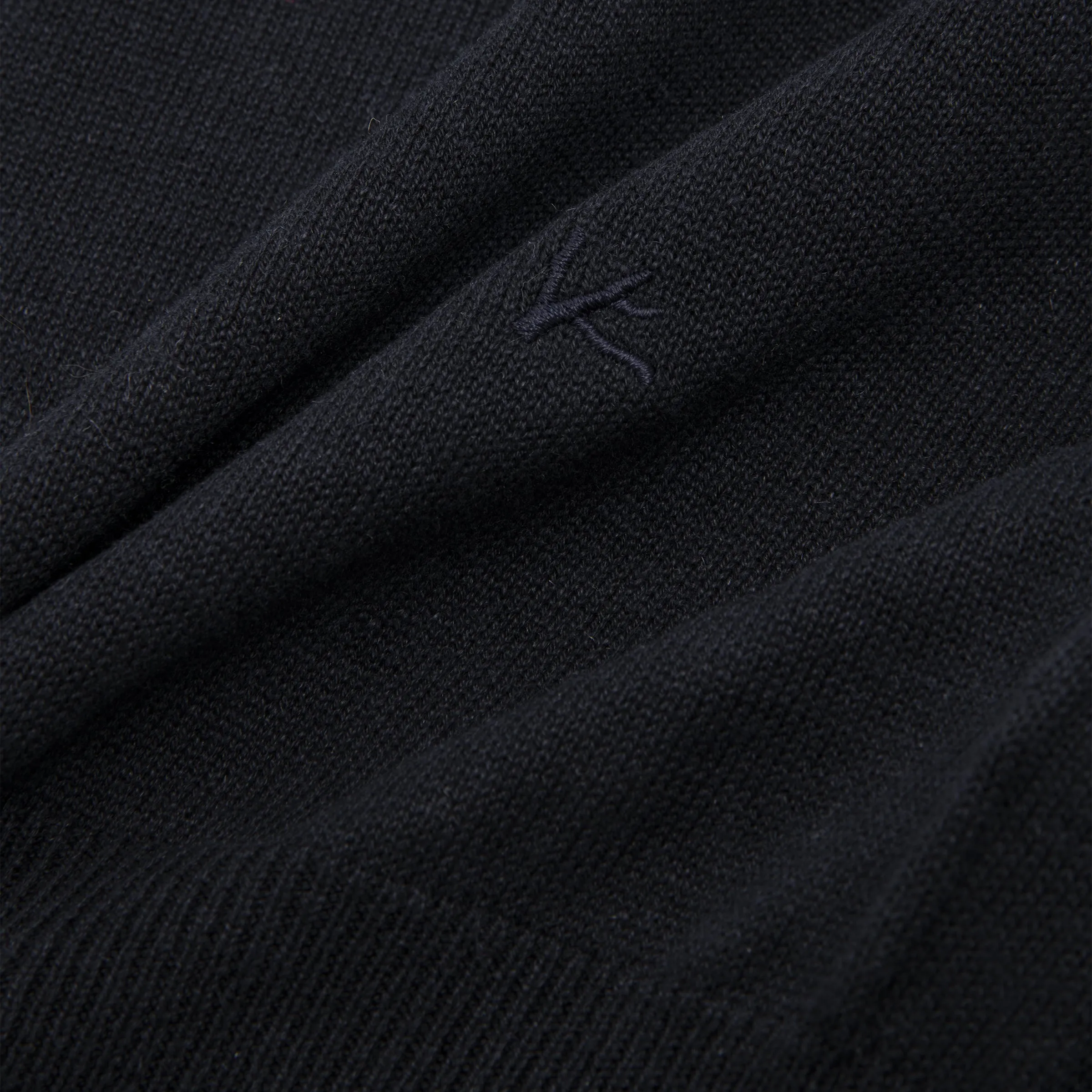 Silk Linen Knit Short Sleeve Polo Navy