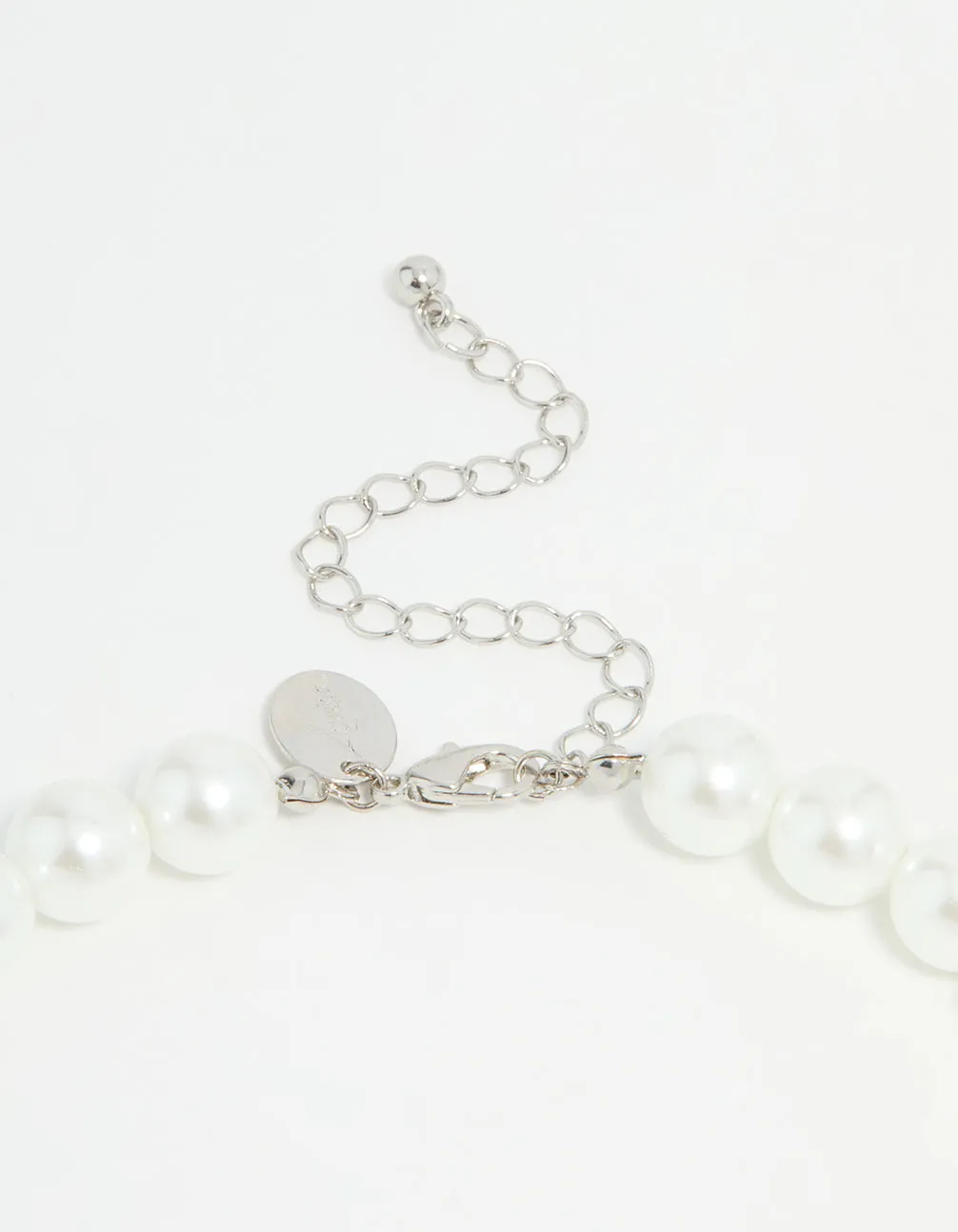 Silver Pearl Cubic Zirconia Short Necklace