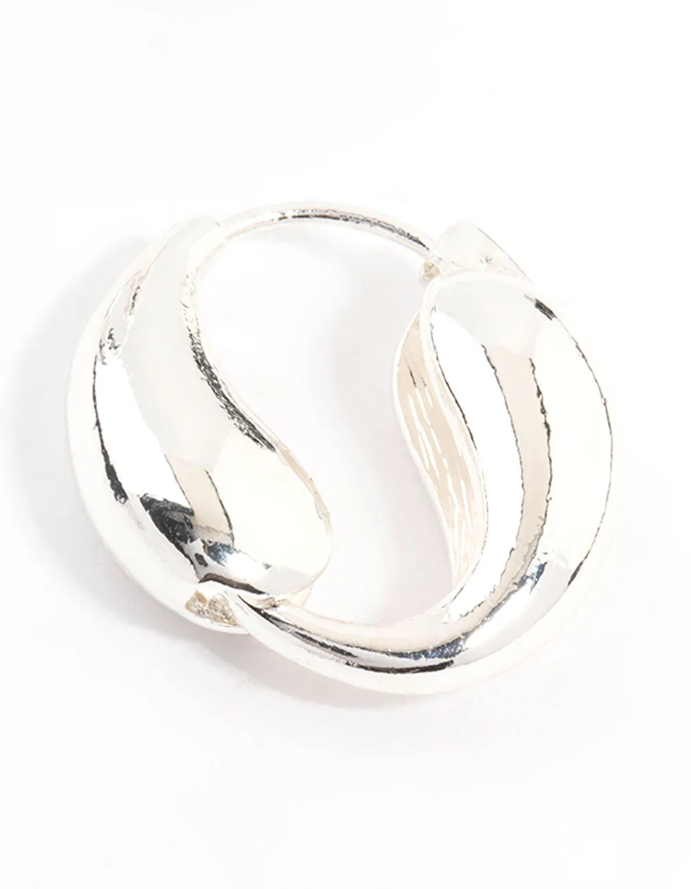Silver Plated Teardrop Hoop Huggie Earrings