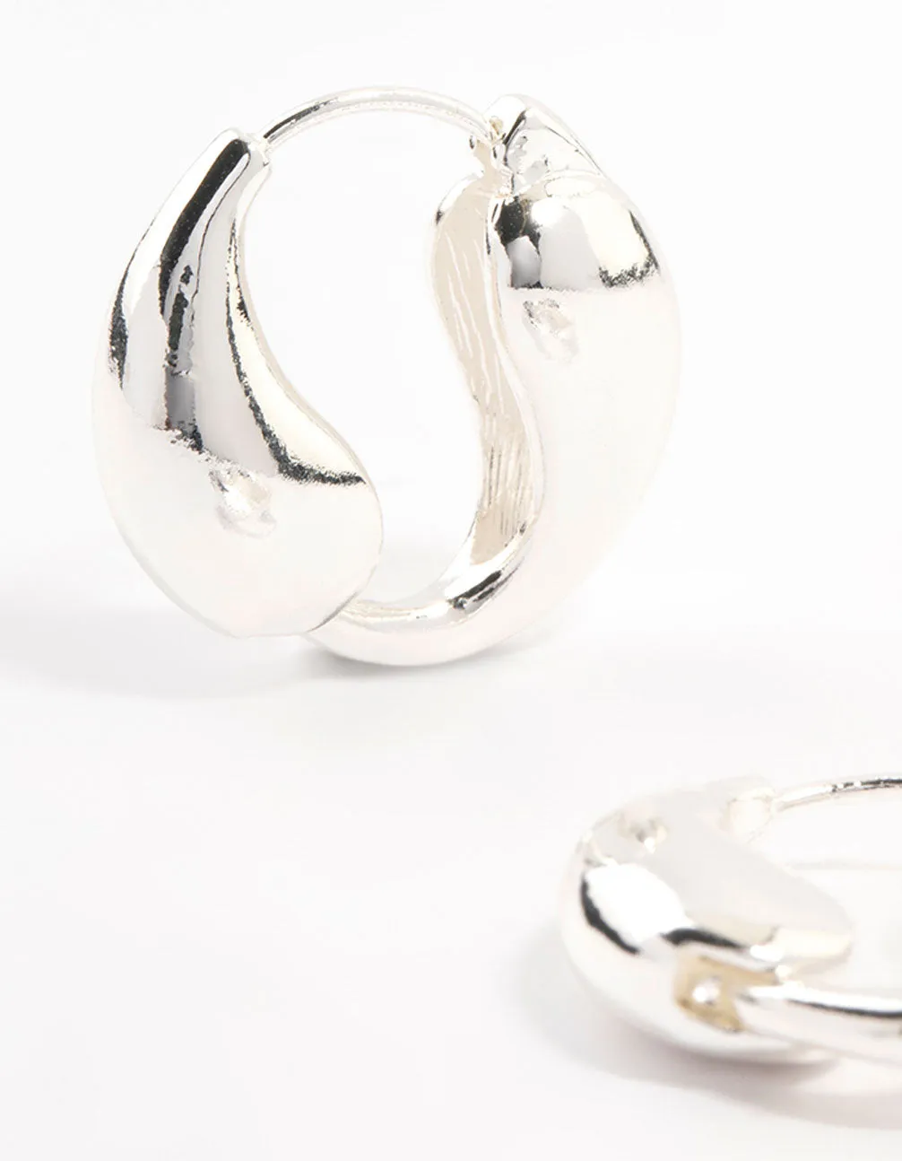 Silver Plated Teardrop Hoop Huggie Earrings