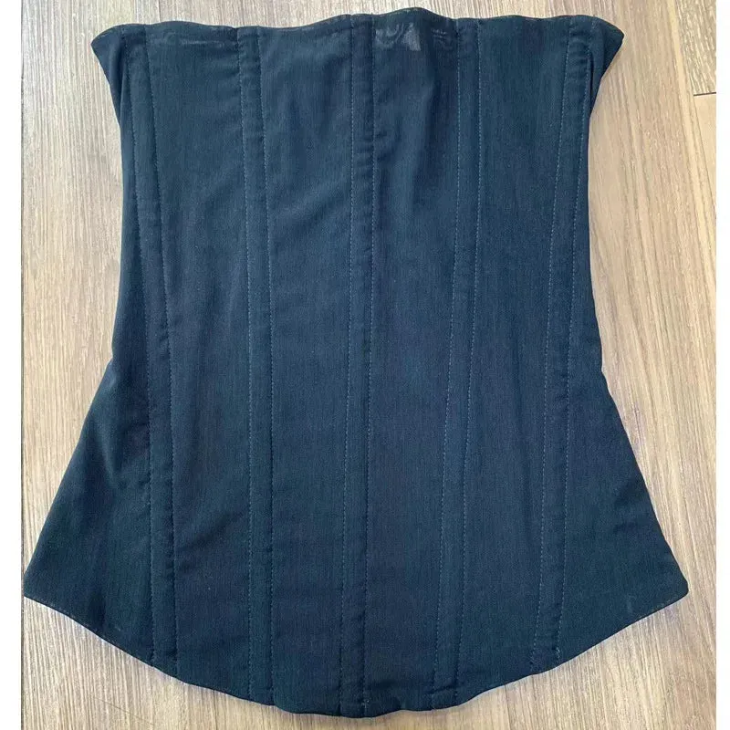 Skinny Sleeveless Mesh Corset Top – Breathable Overbust Bustier with 9 Plastic Bones for Chic Clubwear