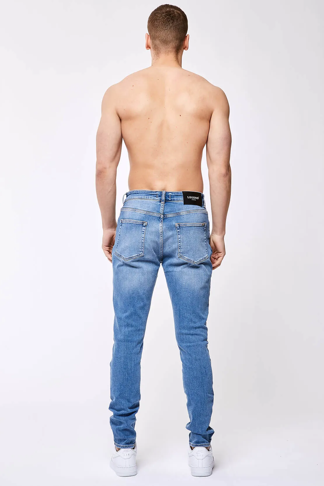 SLIM-FIT JEANS - WASHED DARK BLUE