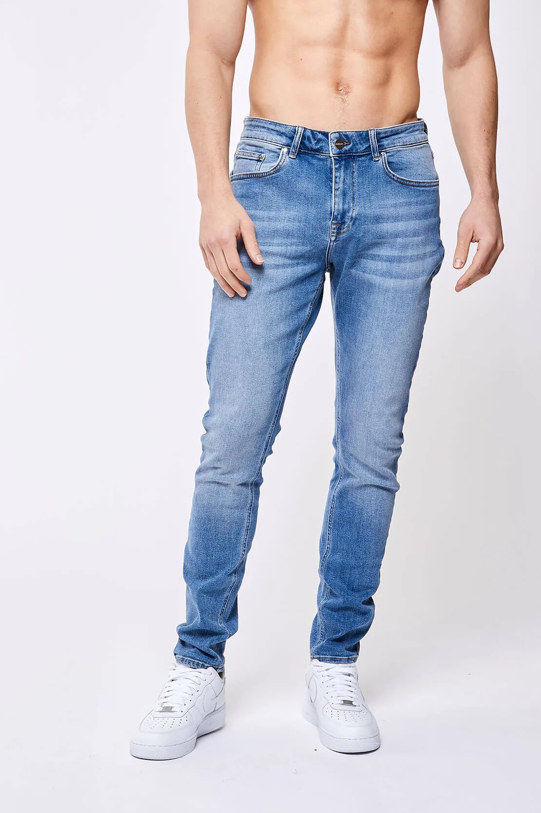 SLIM-FIT JEANS - WASHED DARK BLUE