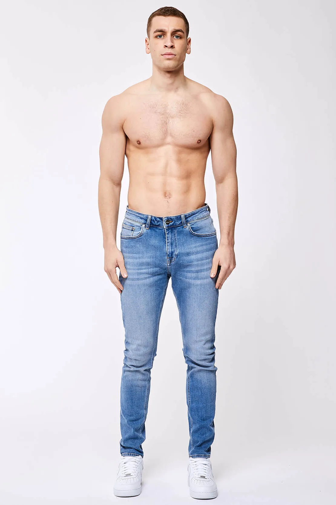SLIM-FIT JEANS - WASHED DARK BLUE