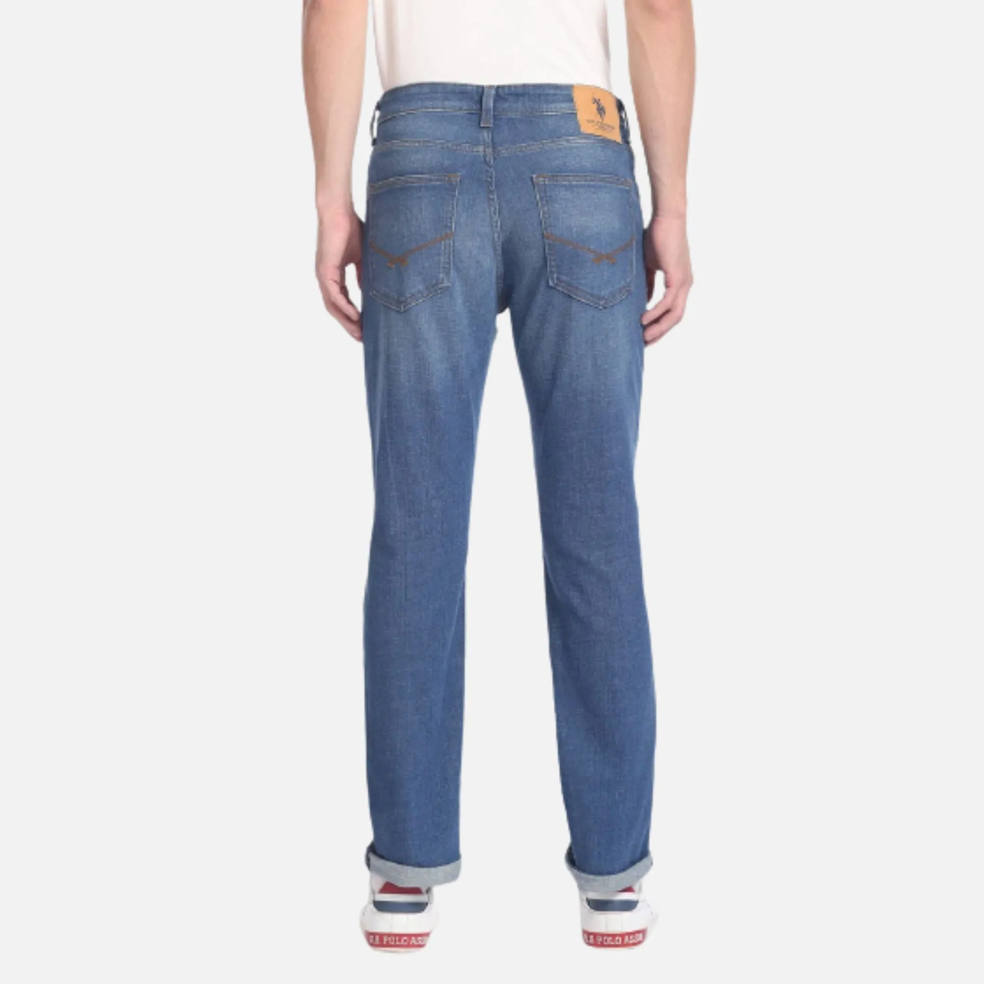 Slim Straight Fit Mid Wash Jeans