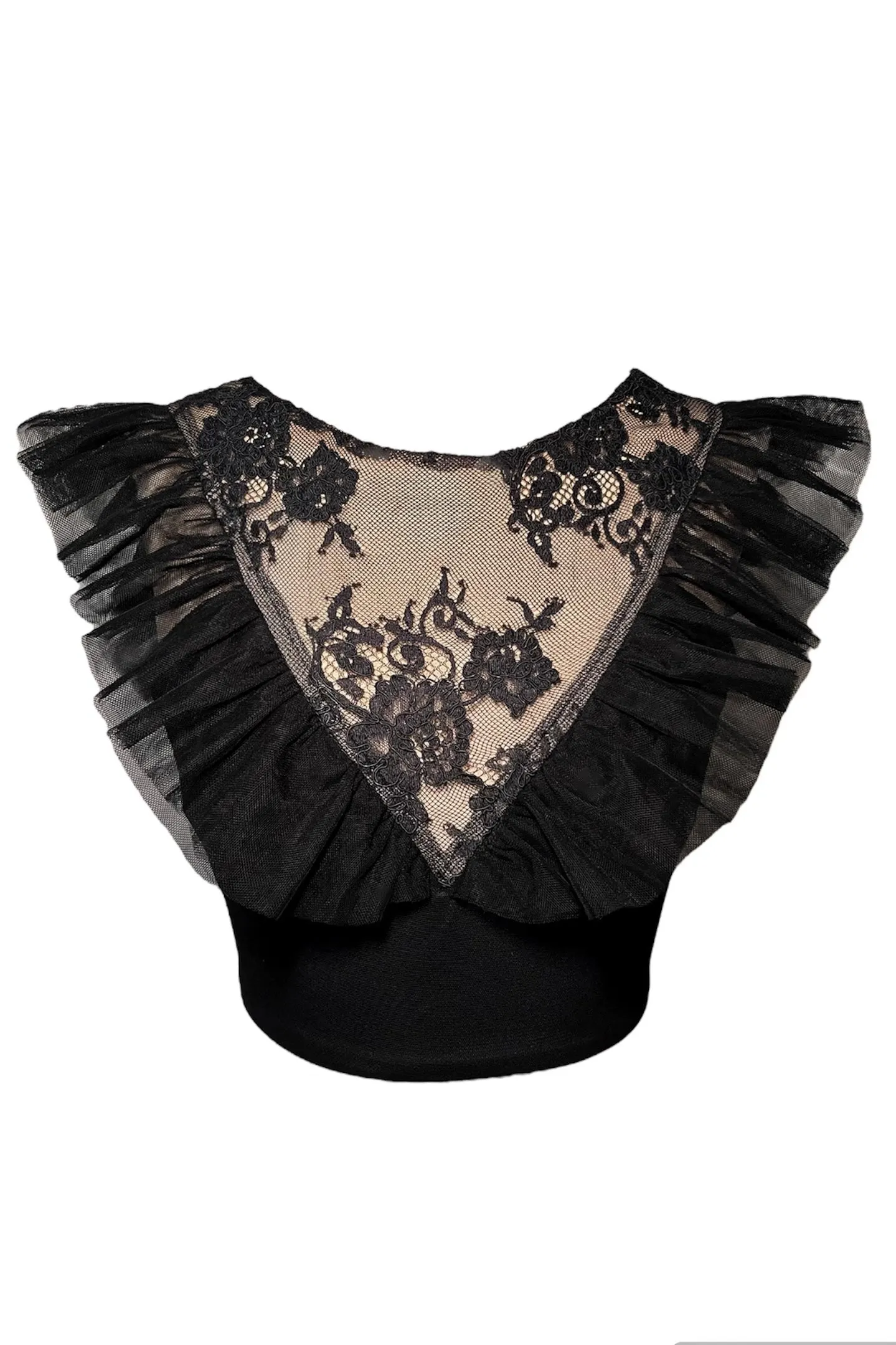 Soho Black Lace & Tulle Crop Top