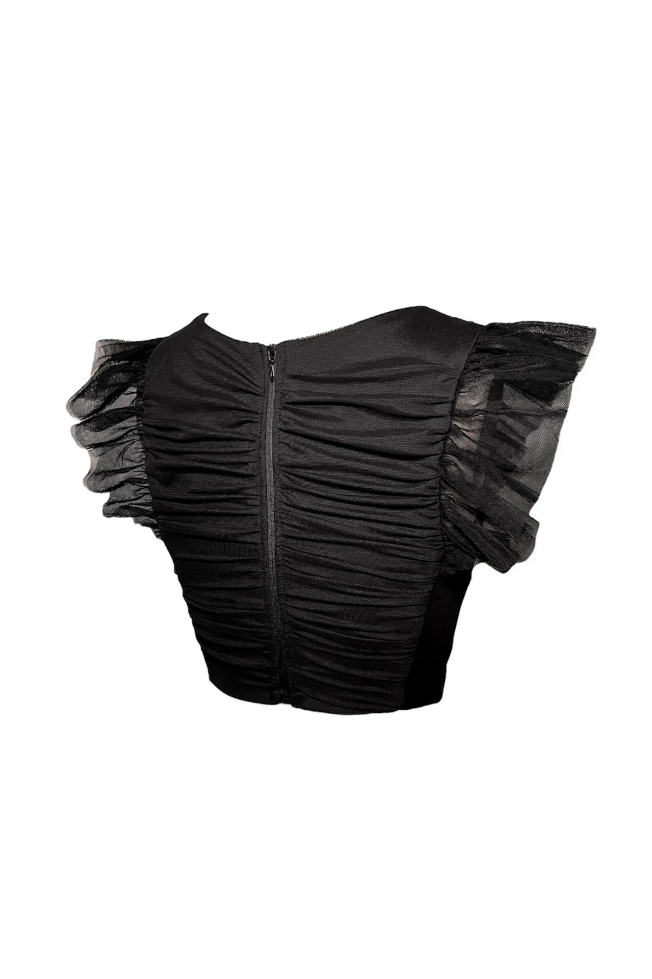 Soho Black Lace & Tulle Crop Top