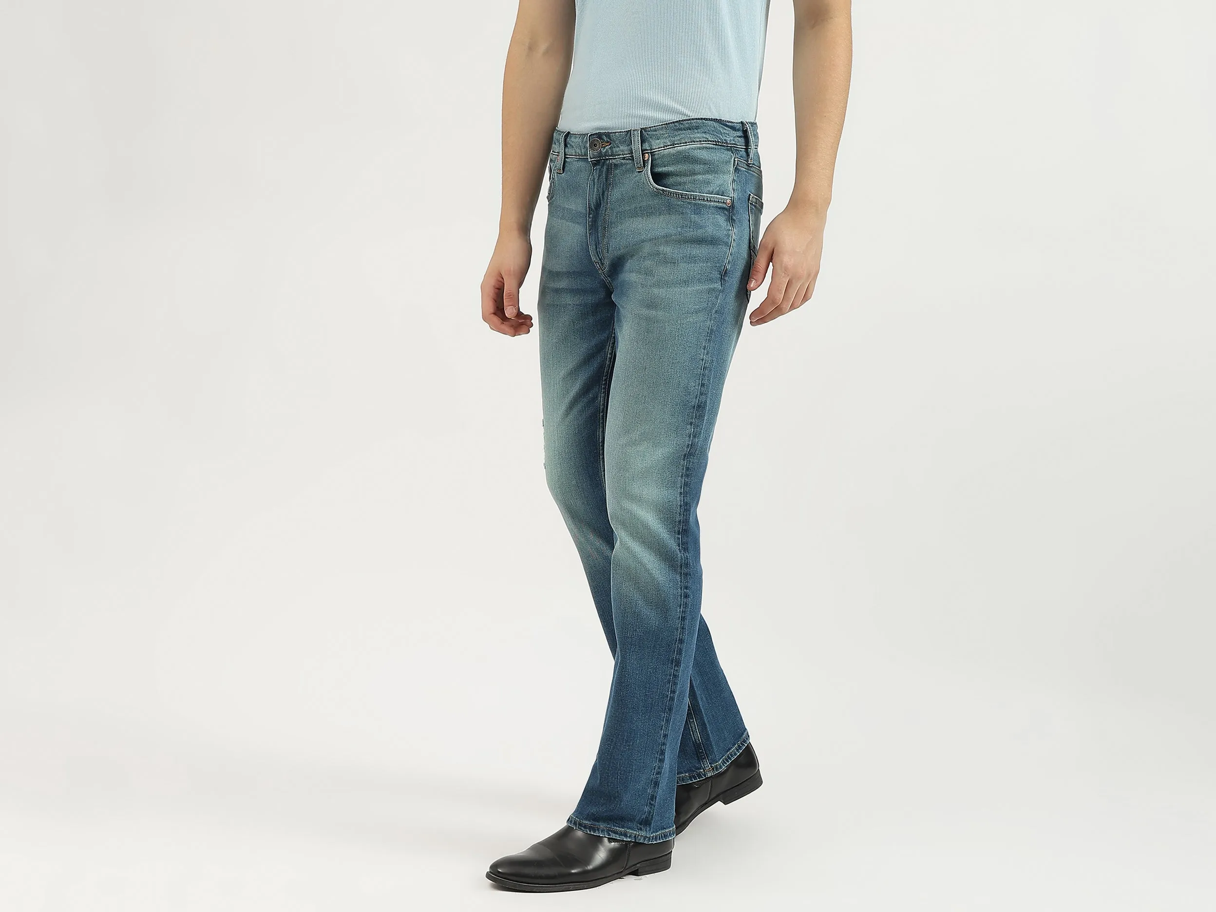 Solid Boot-Leg Fit Jeans