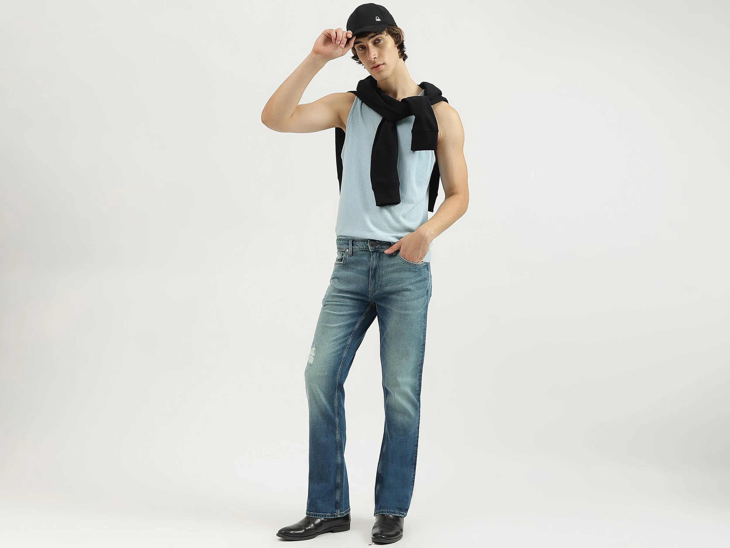 Solid Boot-Leg Fit Jeans