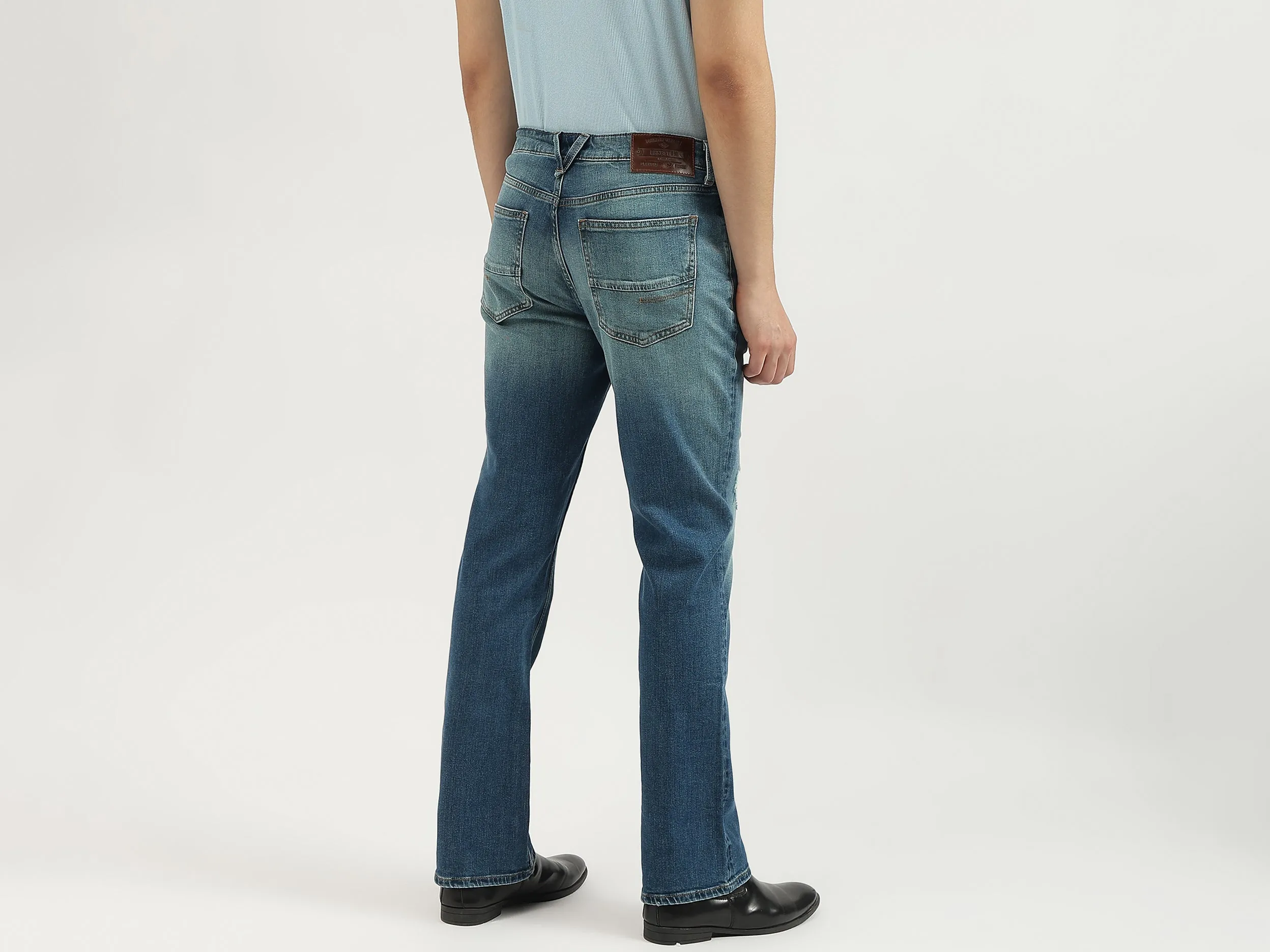 Solid Boot-Leg Fit Jeans