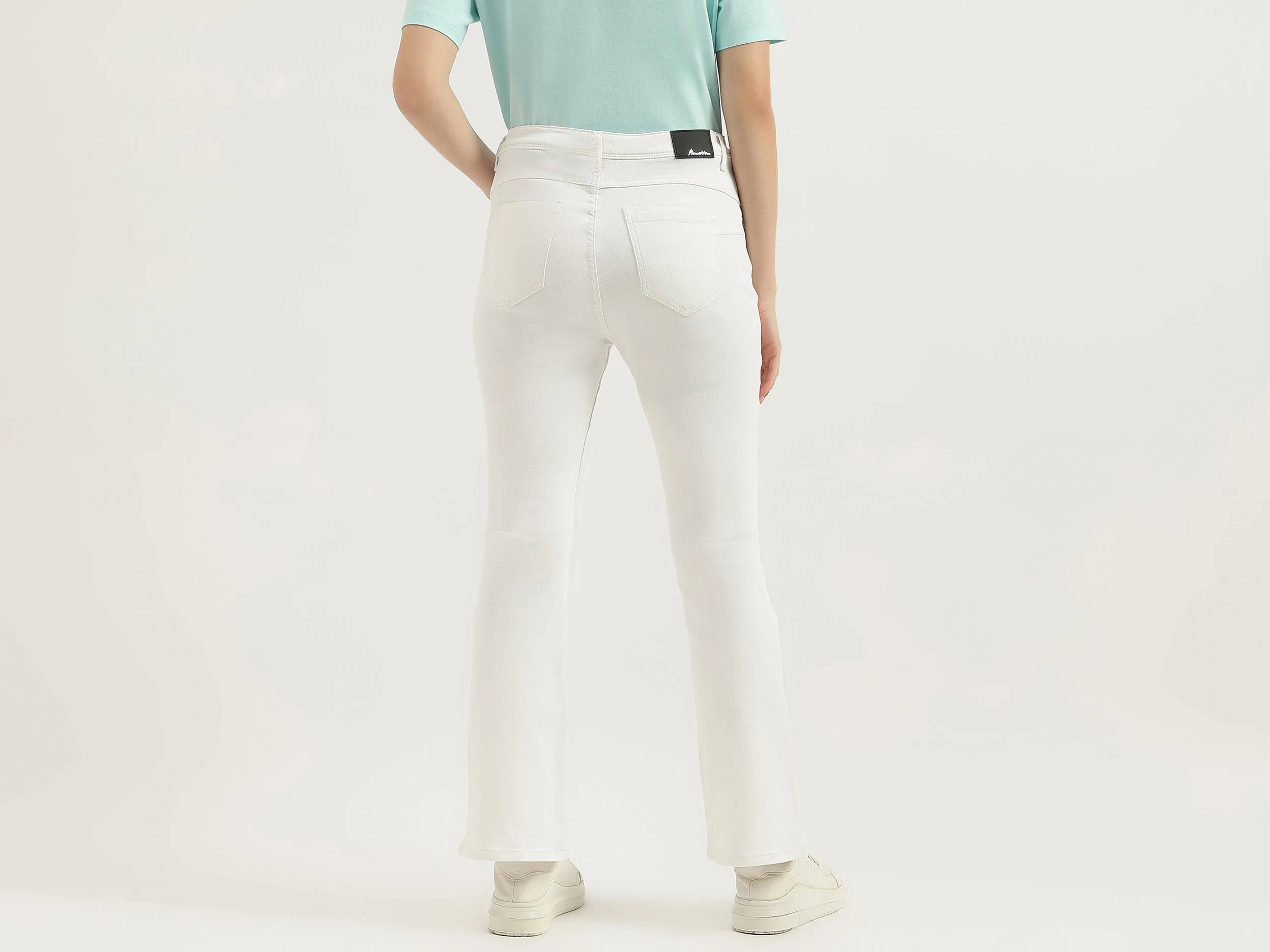 Solid Boot-Leg Fit Jeans