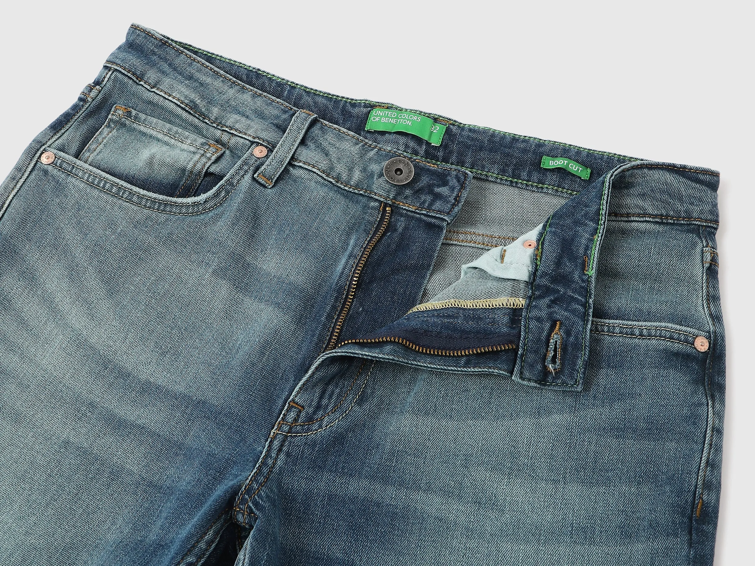 Solid Boot-Leg Fit Jeans