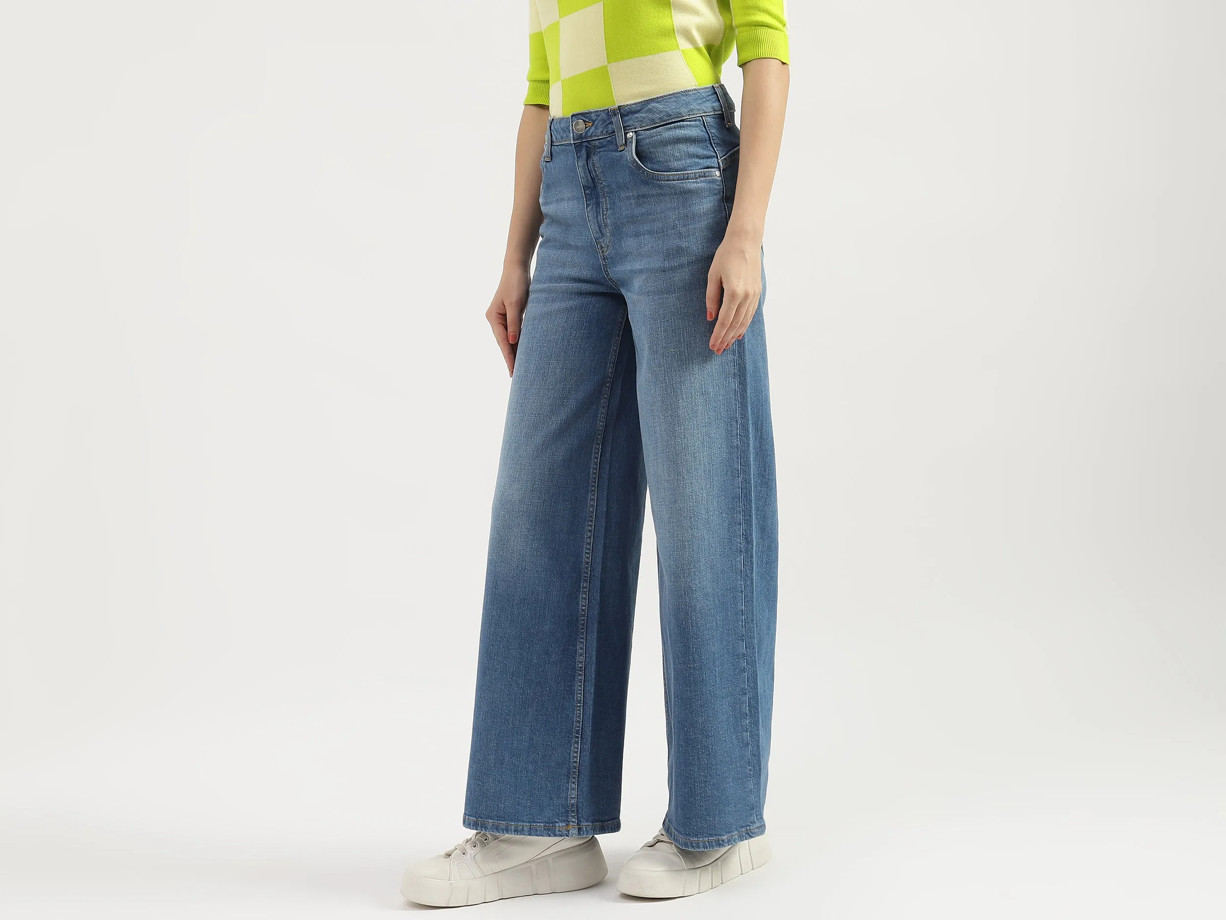 Solid Wide Leg Fit Jeans