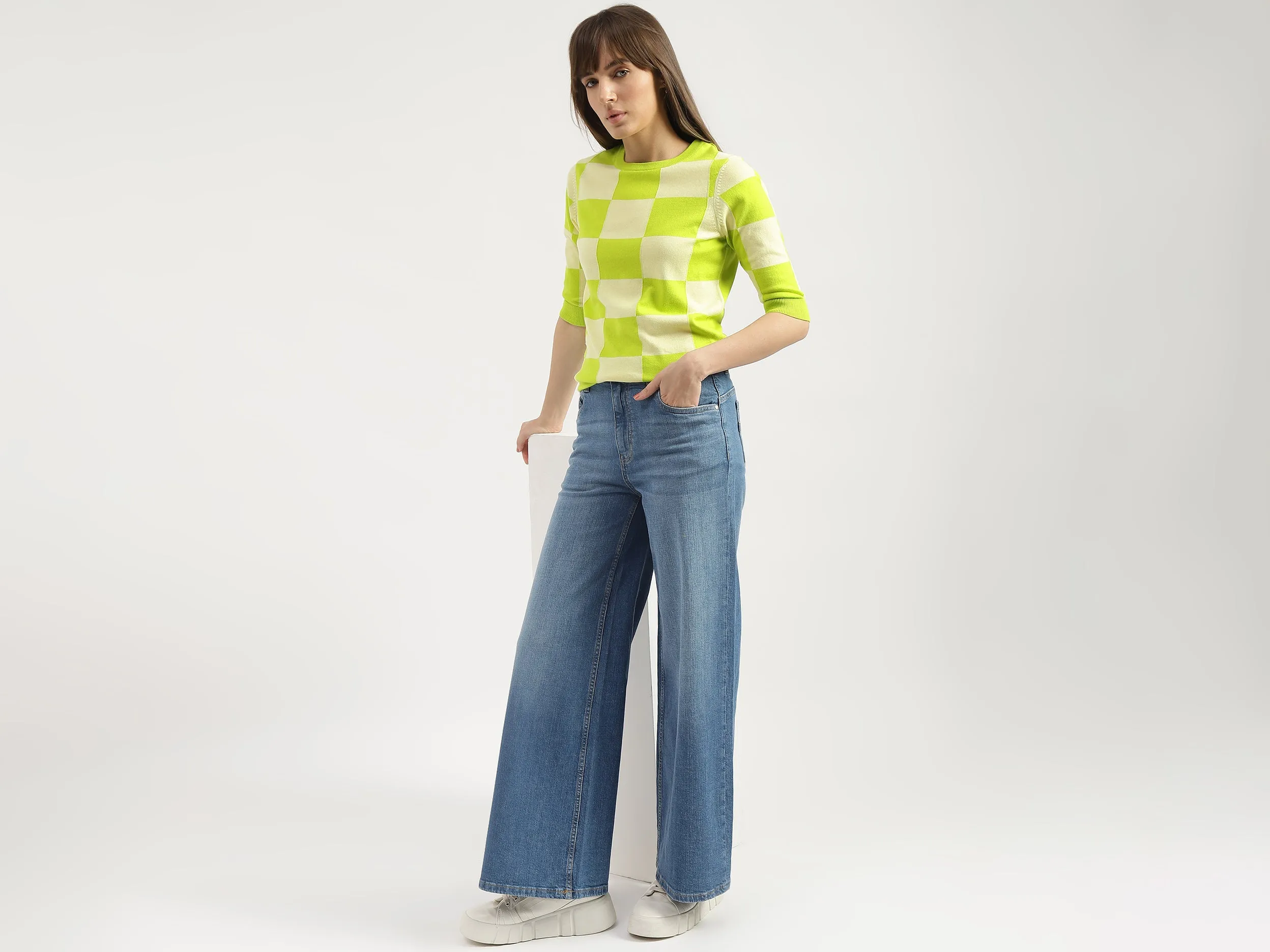 Solid Wide Leg Fit Jeans