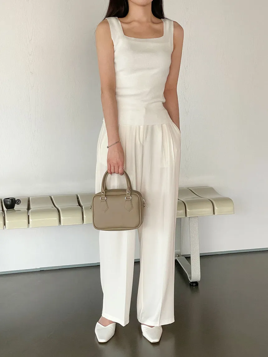 Square-Neck Knit Sleeveless