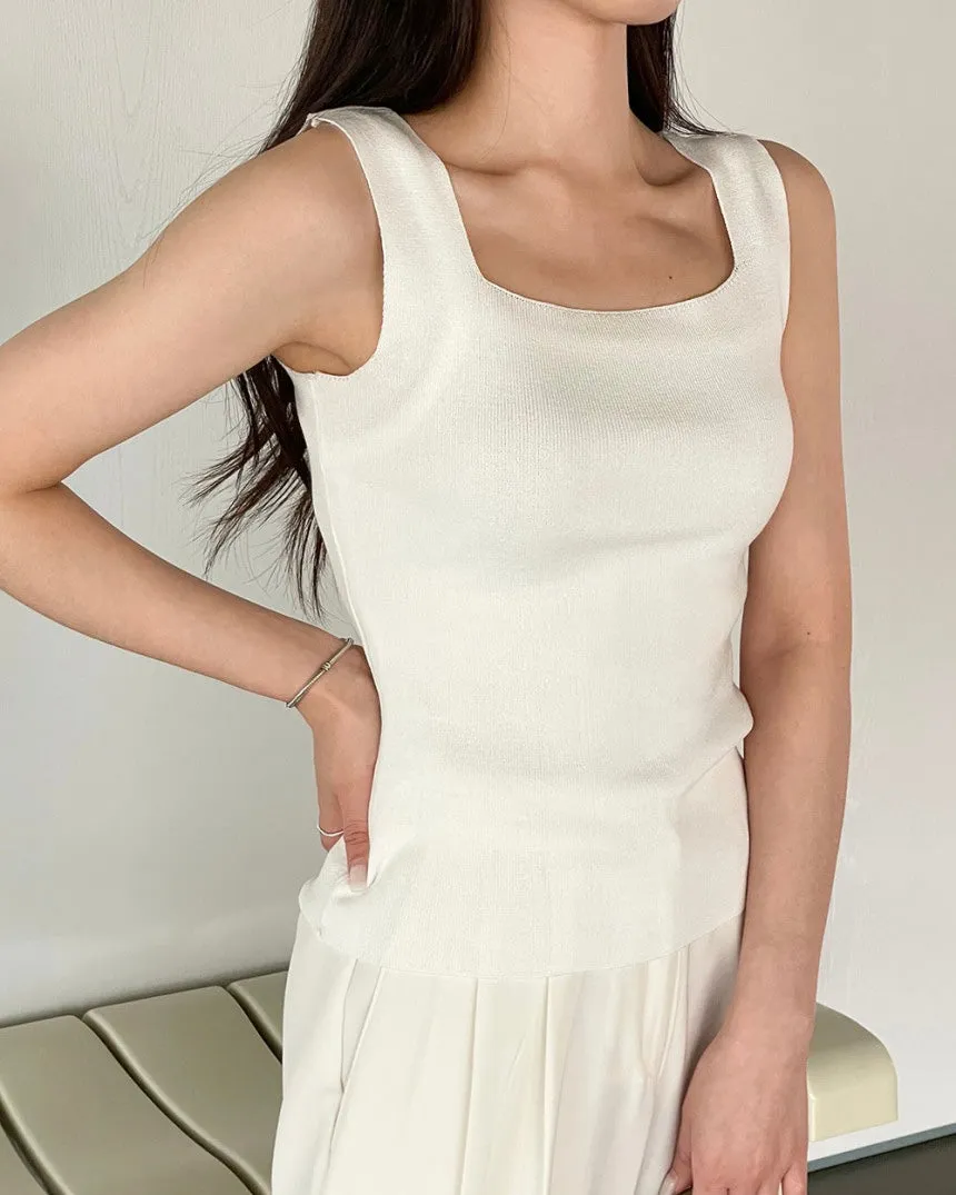 Square-Neck Knit Sleeveless