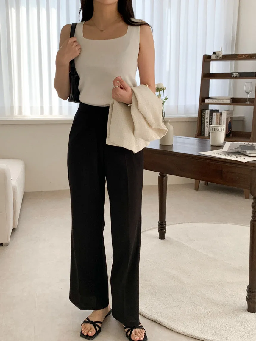 Square-Neck Knit Sleeveless