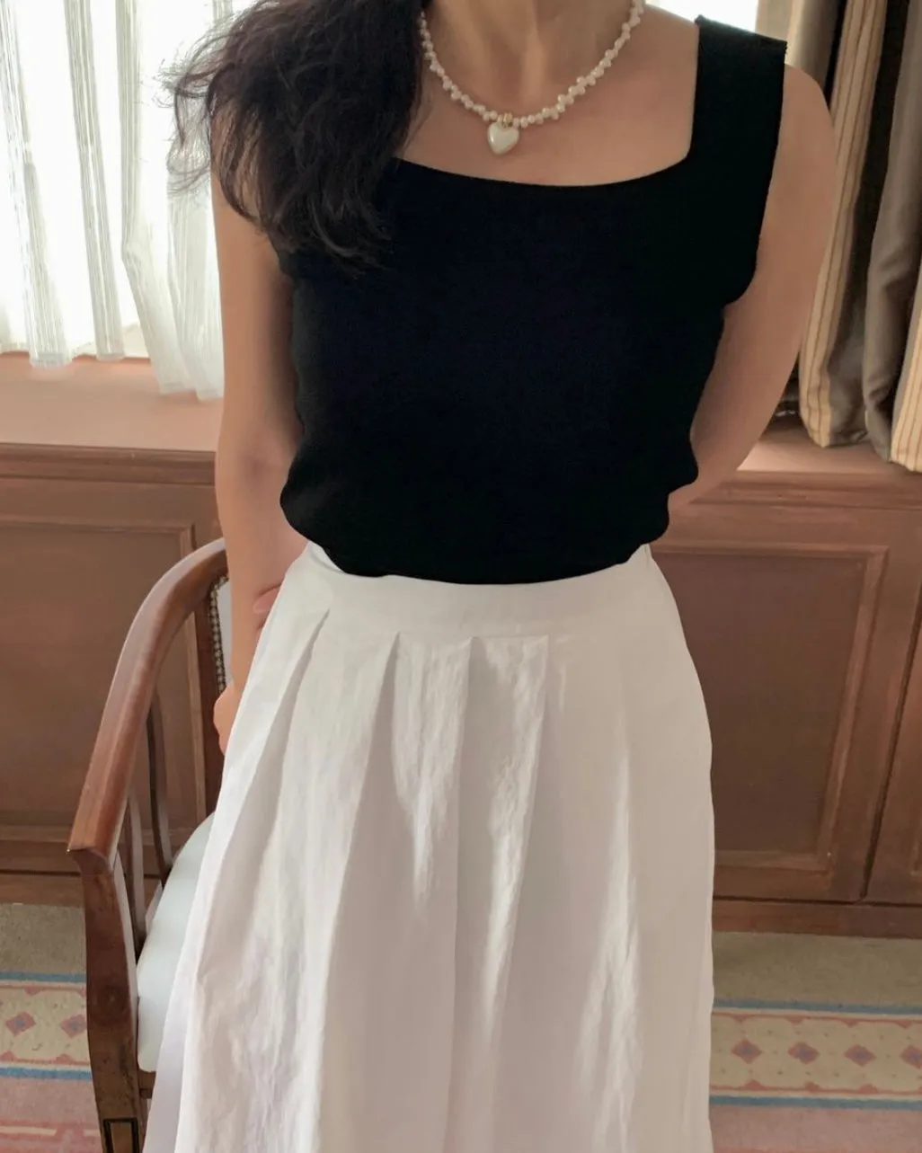 Square-Neck Knit Sleeveless