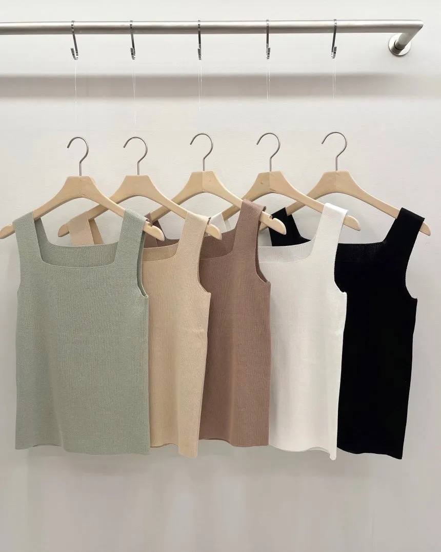 Square-Neck Knit Sleeveless