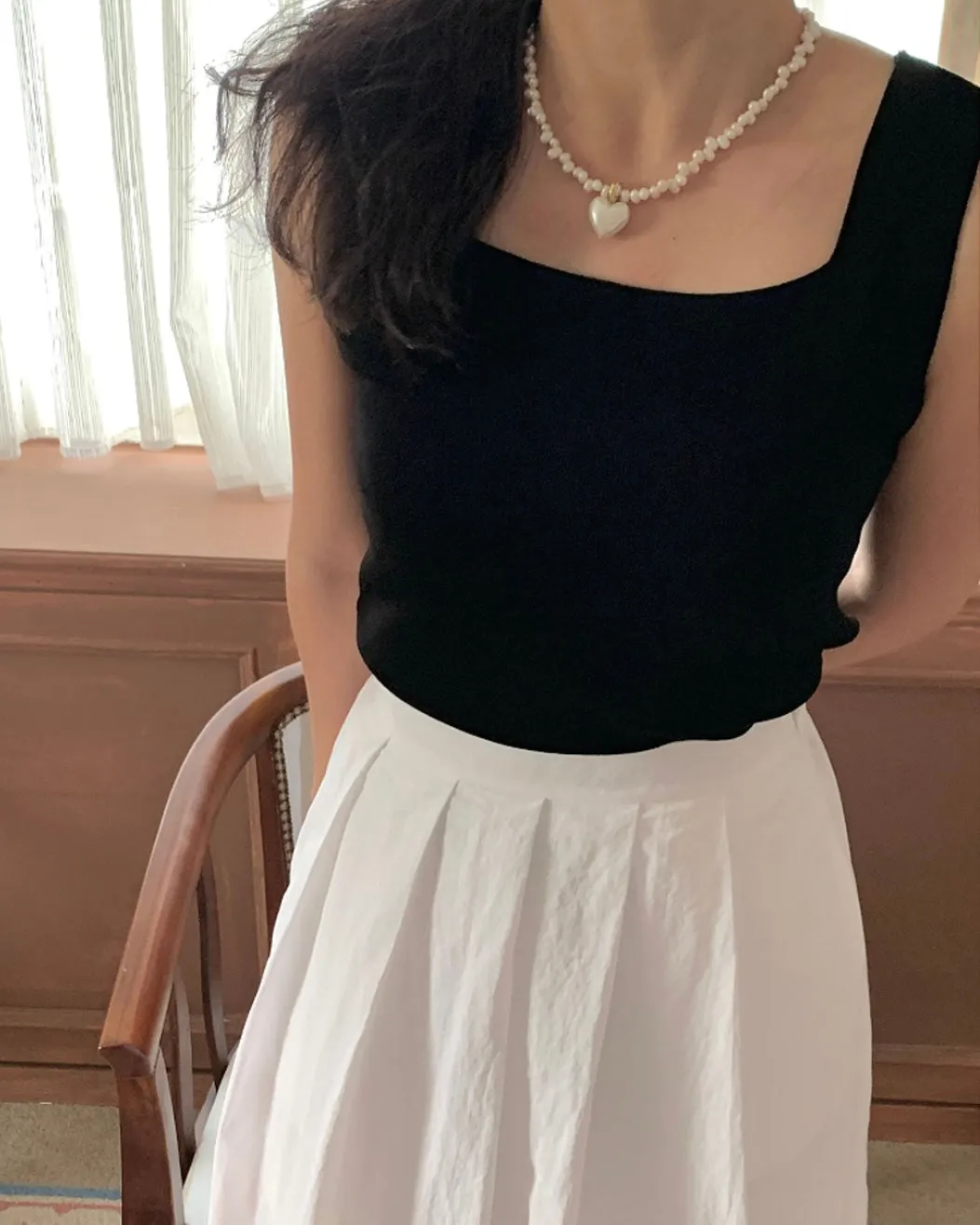 Square-Neck Knit Sleeveless