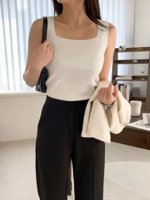 Square-Neck Knit Sleeveless