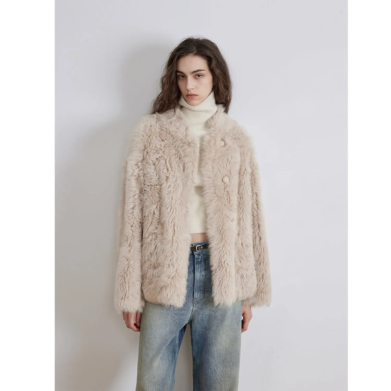 Stand Collar Fur Coat