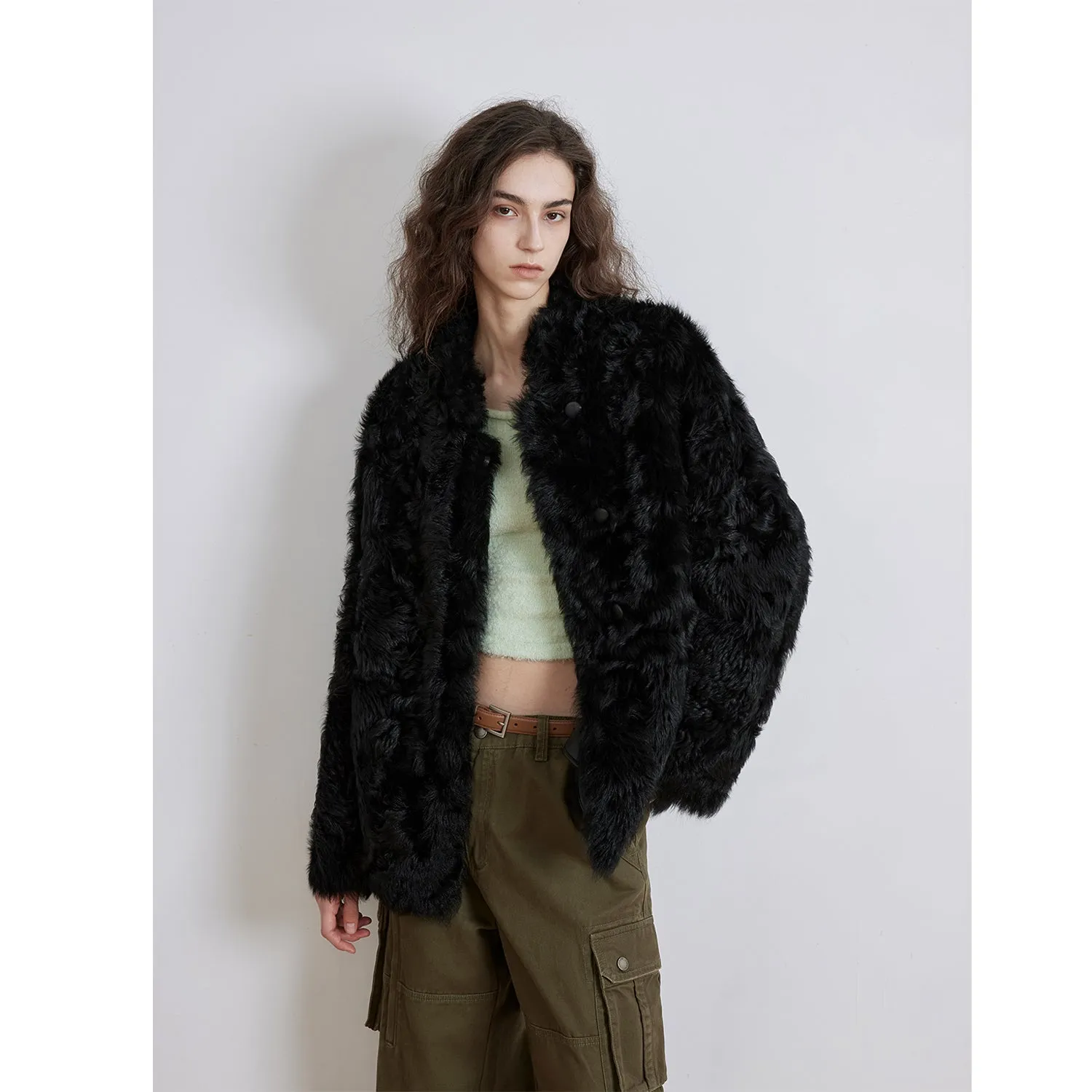 Stand Collar Fur Coat