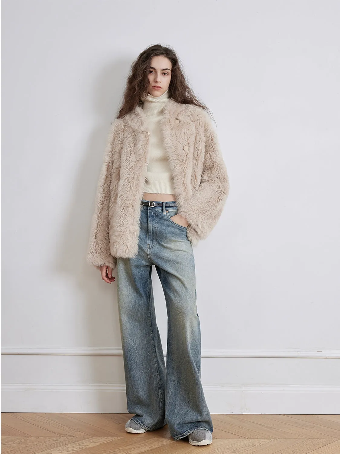 Stand Collar Fur Coat