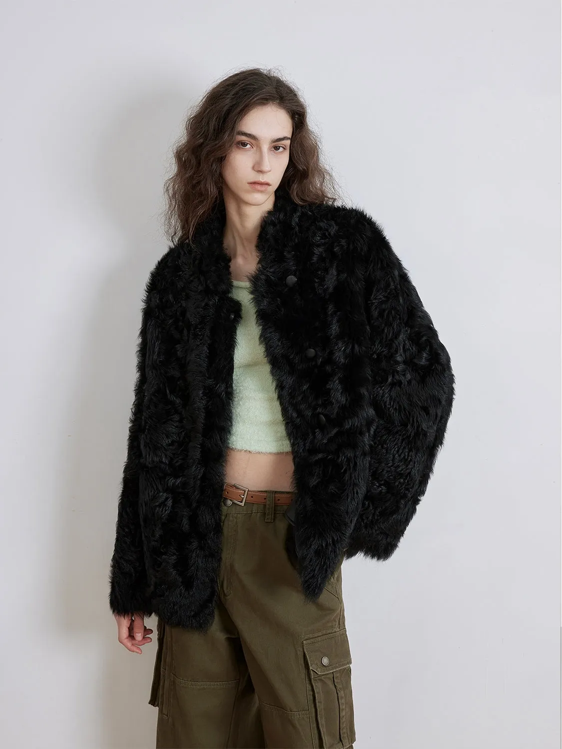 Stand Collar Fur Coat