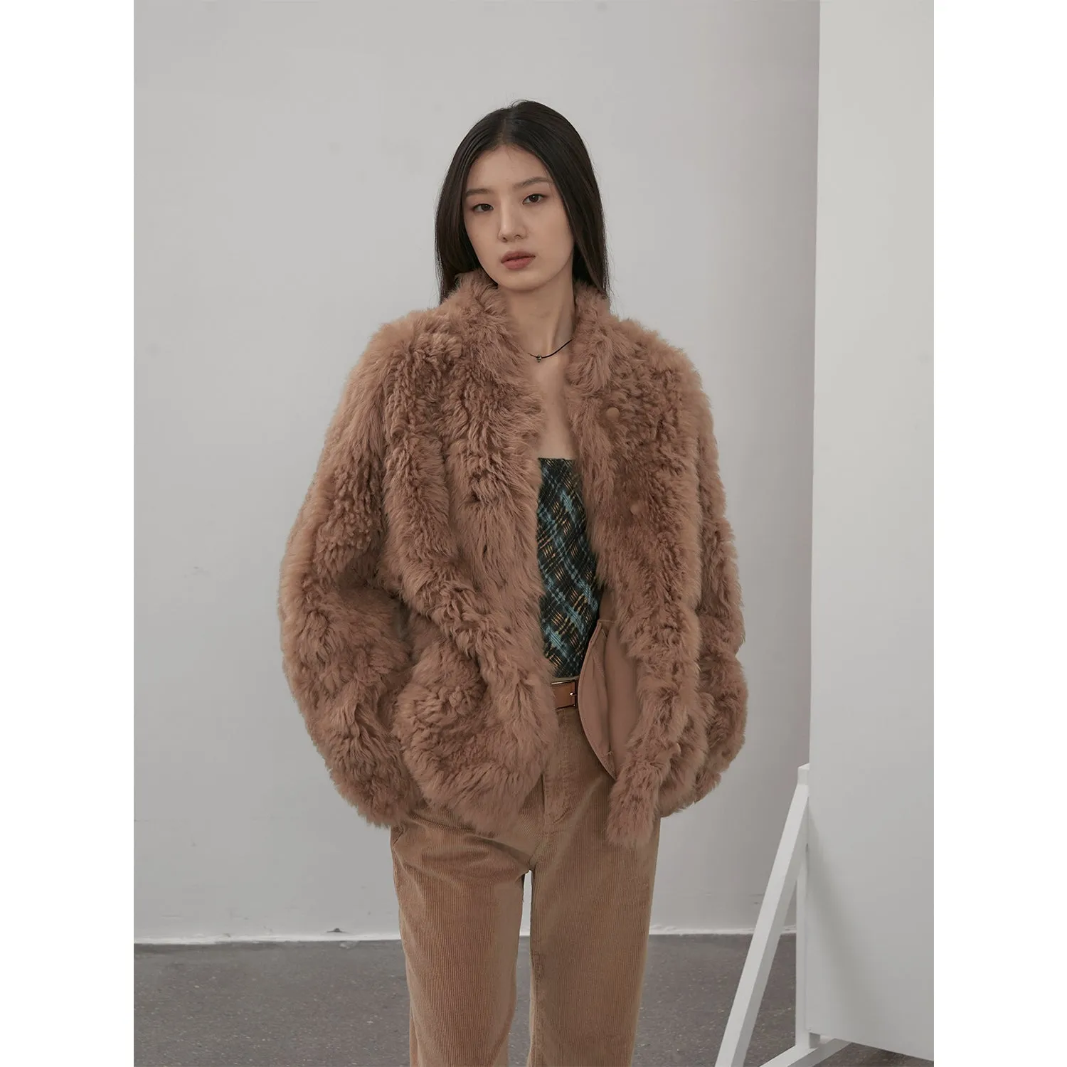 Stand Collar Fur Coat