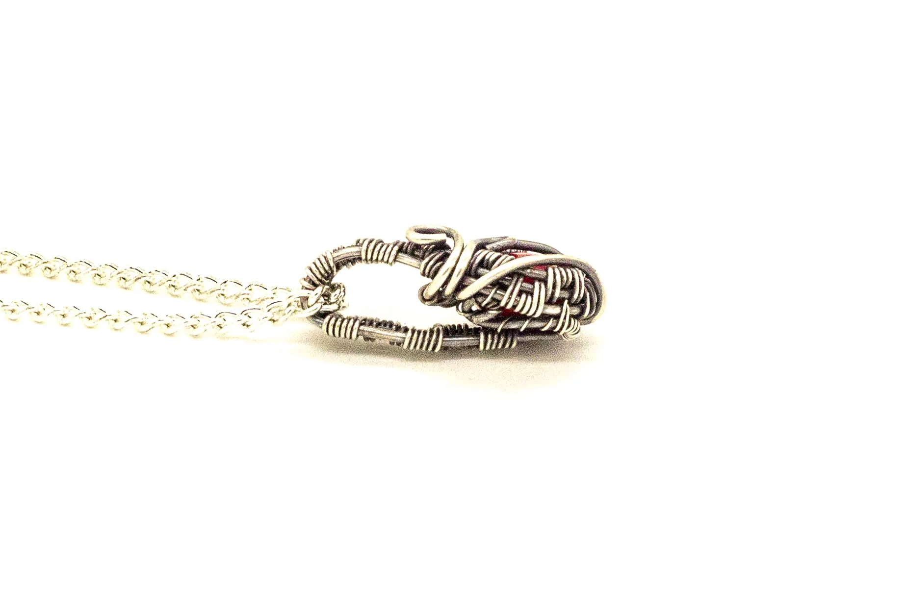 Sterling Silver Mini Pendant with Red Fused Glass Accent