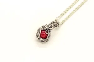 Sterling Silver Mini Pendant with Red Fused Glass Accent
