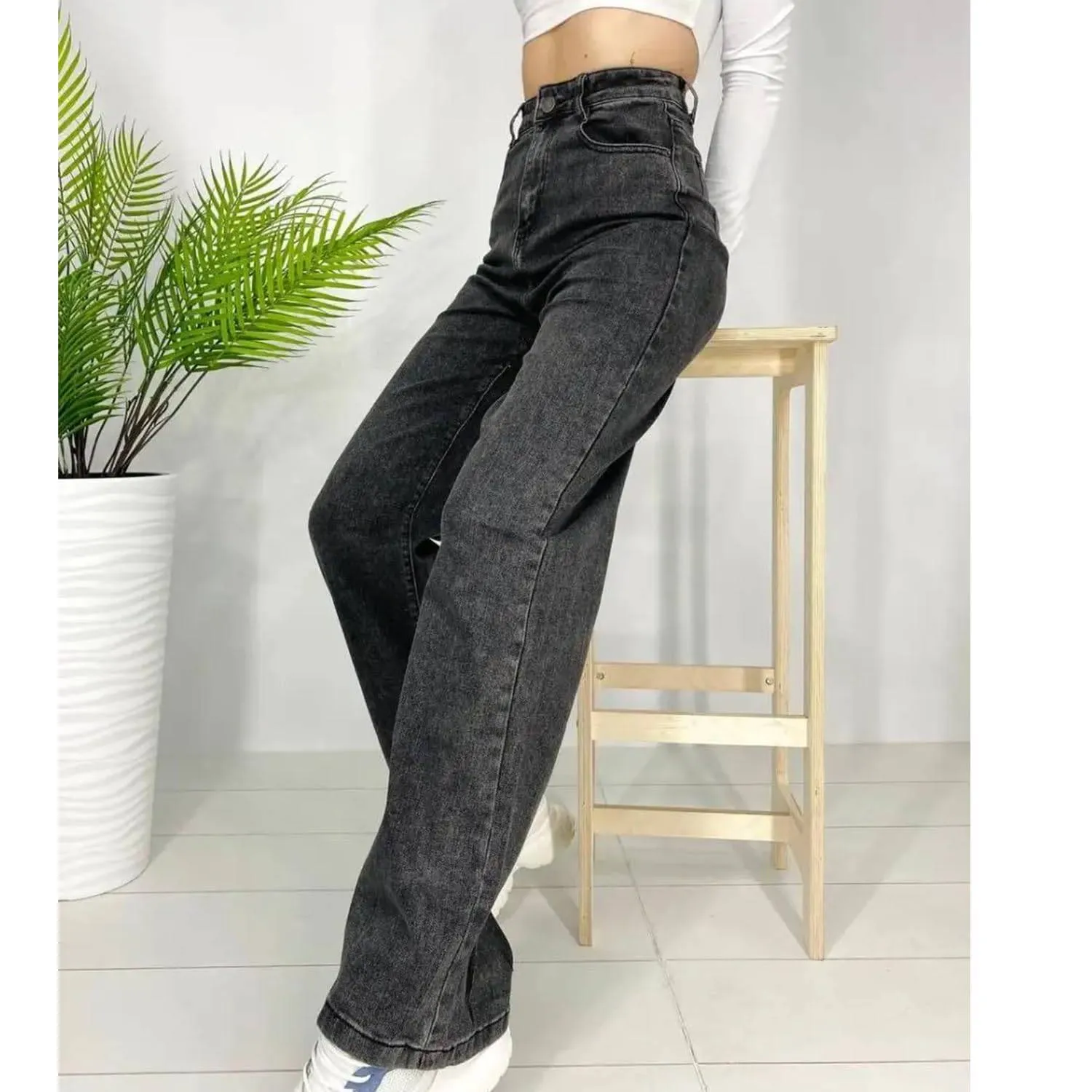 Stonewash Streamline Wide Fit Jeans