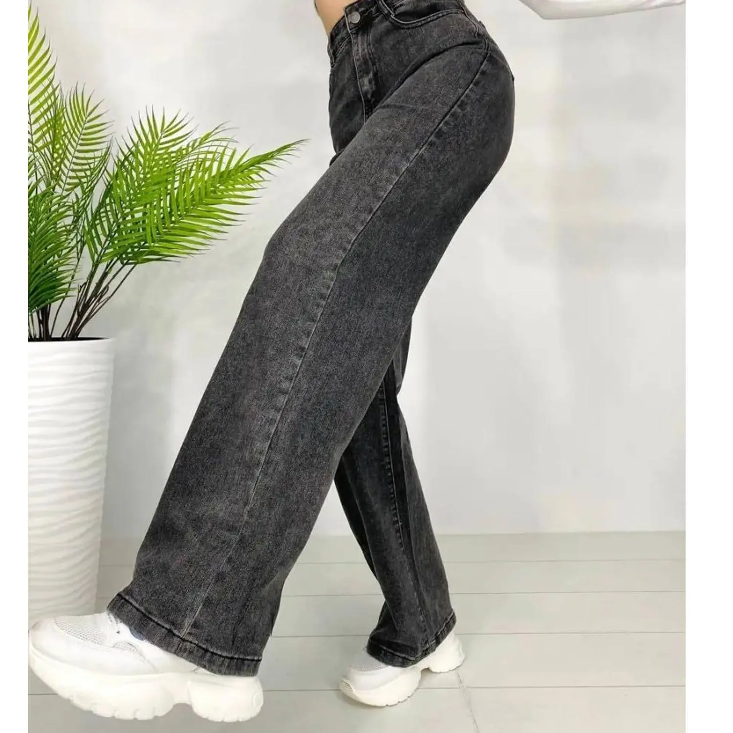 Stonewash Streamline Wide Fit Jeans