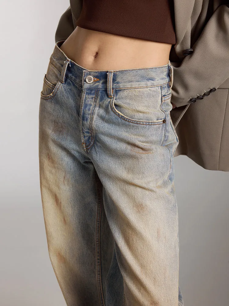 Straight Fit Wasteland Style Jeans
