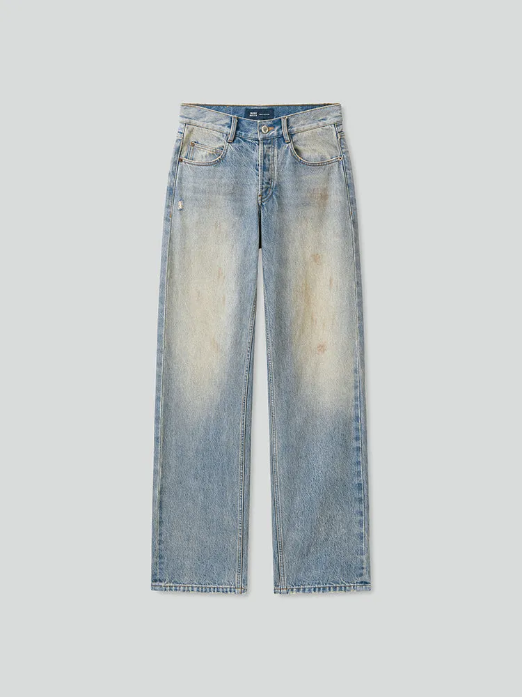 Straight Fit Wasteland Style Jeans
