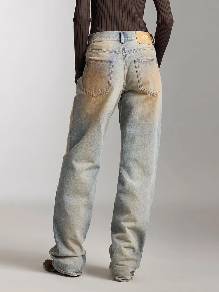 Straight Fit Wasteland Style Jeans