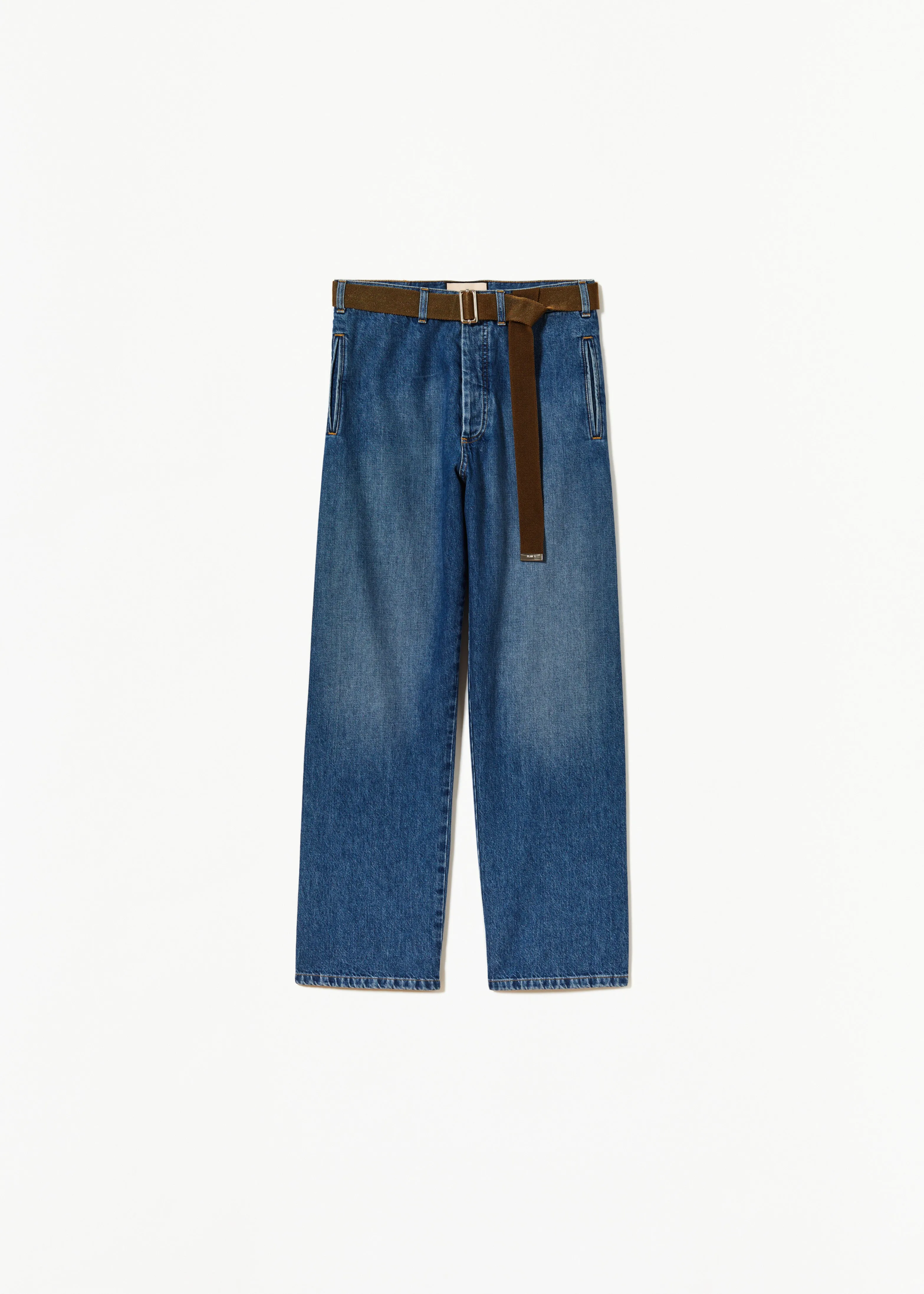 STRAIGHT-LEG BELTED JEANS