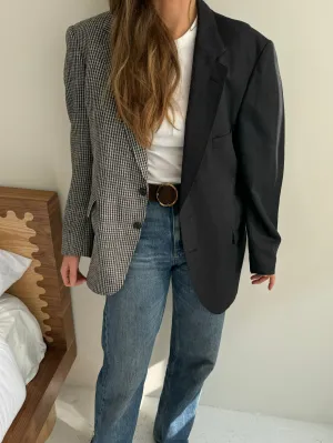 Stunning contrasted blazer in dark grey and houndstooth