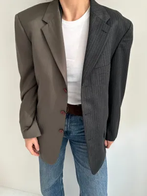 Stunning grey pinstriped and greige two toned blazer