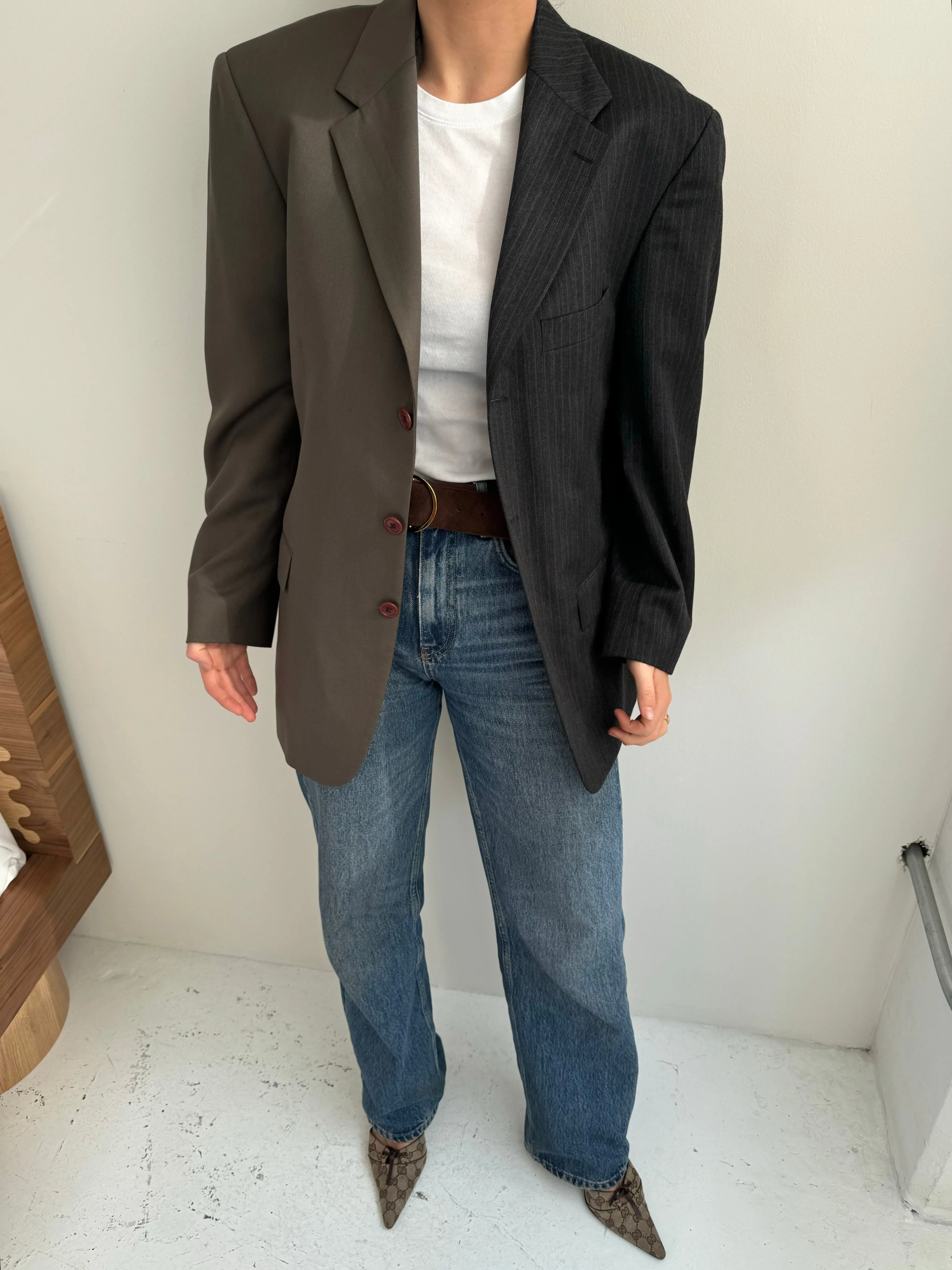 Stunning grey pinstriped and greige two toned blazer