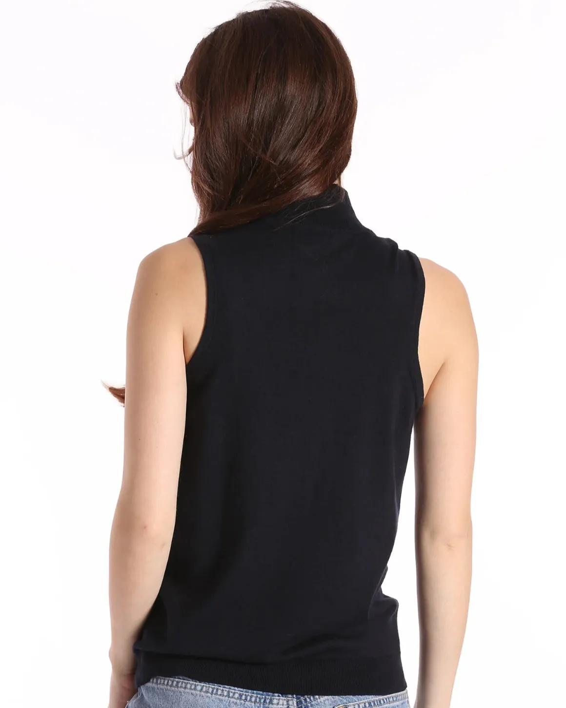 Supima Cotton Cashmere Mock Neck Sleeveless Top