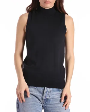 Supima Cotton Cashmere Mock Neck Sleeveless Top