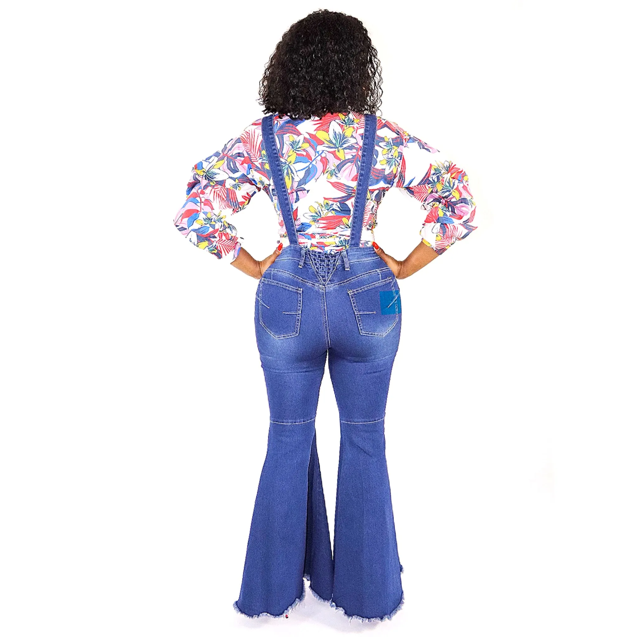 Tecorri Dark Denim Bell Bottom Overall Jeans