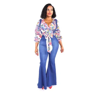 Tecorri Dark Denim Bell Bottom Overall Jeans